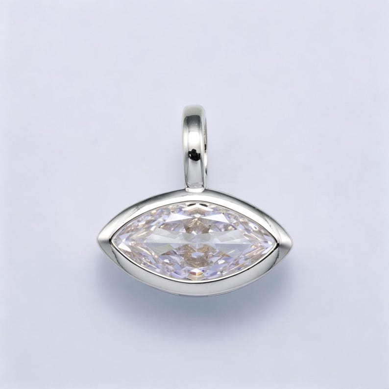 14k gold filled Clear Cz Eye Rectangle Oval bezel Charm Geometric pendant for Drop Jewelry Collar Cord Necklace Supply | Charms-751 image 10