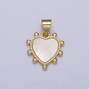 Shell pearl beaded heart charm in 24k gold filled pendant for valentine jewelry gift idea making aa-025