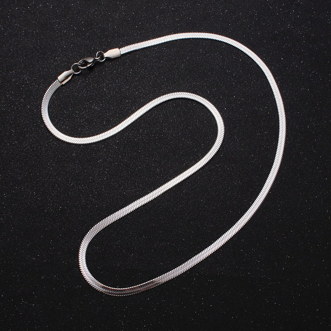 3mm Stainless Steel Herringbone Chain Necklace for Jewelry Making, 17.7
