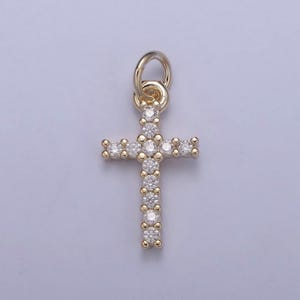 Dainty cross charms, micro pave mini cross, religious jewelry,14k gold filled cross charm add on pendant n-409