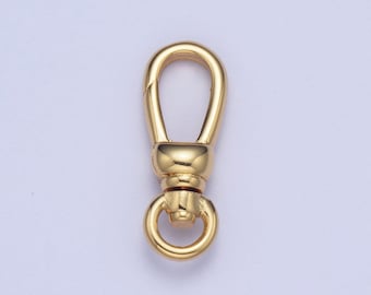 Cierres giratorios de langosta chapados en oro de 24 k, 17,3 mm x 6,4 mm, componente de dije para bolso con cierre de langosta de oro / l-913