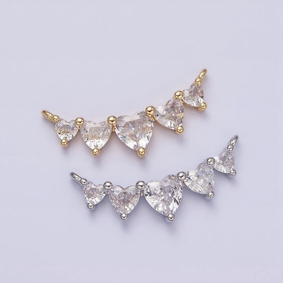 Gold micro pave cz bracelet connector, link chain connector, collar necklace heart connector, cz charm connector for jewelry making y-902