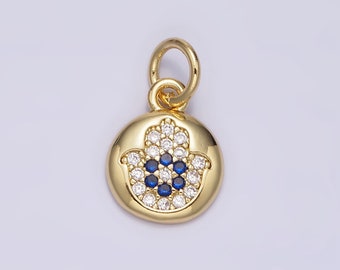 Mini 14K Gold Filled Hamsa Hand Pendant Jewelry Making Supplies Wholesale Charm Hand Of Fatima Charm Amulet Protection Jewelry N-983