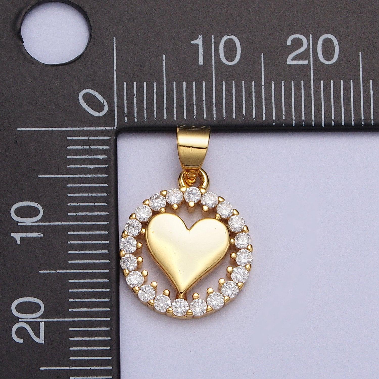 Cubic Coin Dainty Gold Heart Charm Cubic Coin Medallion Pendant Charm for Bracelet ...