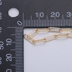 18K Gold Filled Paper Clip Chain by Yard, Link Chain Wholesale bulk Roll Chain for Jewelry Making, Size 4.3x 4.9mm, ROLL 01 image 2