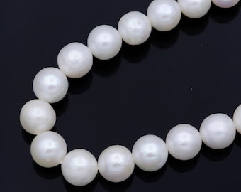 8mm Full Strand AAA Genuine High Quality Luster Natural White Freshwater Pearl Beads,Genuine Cultured Round White Freshwater Pearls