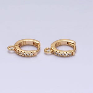 Micro pave gold filled 10mm thin flat open link earring lever back huggie earrings supply | z220 z388