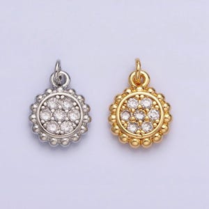Mini sun pendant, celestial cubic charm, jewelry supply beaded charm 18k gold filled finding for necklace bracelet supply ac605