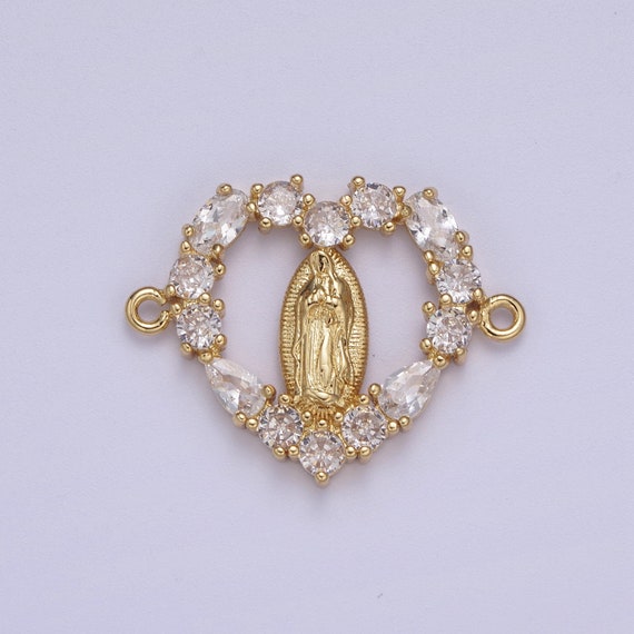 Gold Filled Pave CZ Virgin Mary Charm 