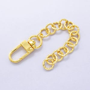 24K Gold Filled Geometric Sunburst Rolo Chain Bag Purse Charm Swivel Keychain Findings | WA-2905