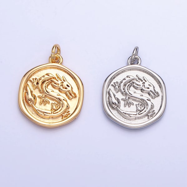 Mini Gold alte Münze Charm Dragon Silver Dragon Fantasy Kreatur für Armband Halskette Ohrring Versorgung AC-440 AC946