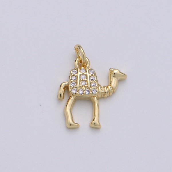 Gold Camel Charm - 14k Gold  Camel Pendant - Arabian Desert Charms - Animal Jewelry for Bracelet Necklace Earring Component