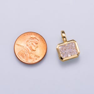 14k gold filled Clear Cz Eye Rectangle Oval bezel Charm Geometric pendant for Drop Jewelry Collar Cord Necklace Supply | Charms-751 image 6