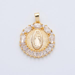 18k gold filled virgin Mary medallion charm 26x20mm religious catholic pendant saint miraculous lady Guadalupe charm for necklace bracelet