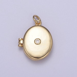 Classic gold filled oval locket photo locket, minimalist jewelry, necklace pendant for jewelry making supply c-386