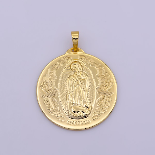 18K ou 14K GoldFilled Lady Guadalupe Medal, Virgen Guadalupe Pendentif, Rose Or vierge marie médaillon, Collier Charme, Bijoux religieux h-442