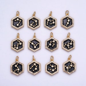 Gold Enamel Hexagon Charm