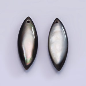 1x 30mm x 12mm drilled natural black MOP mother of pearl shell oval Surfboard beads for Beach Inspired Men Jewelry
