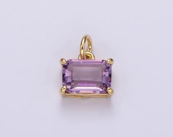 14k gold filled purple amethyst baguette cz bezel add-on charm | ac728