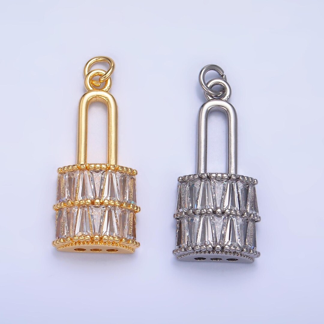 Mini Lock Charm Mini Gold Padlock Charms 24K Gold Filled Marquise Lock Pendant Charm ...