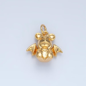 14k gold filled bear bat animal charm | ac-175