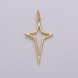 Gold north star charm 24k gold  star charm, polaris charm, celestial charm, celestial jewelry cut out star charm for necklace earring