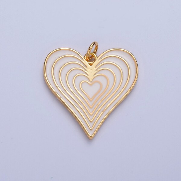 24K Gold FIlled Dainty Growing Heart Charm, Sunburst Heart Growing in Size Pendant, Women Sunburst Heart Pendant Jewelry | W-287