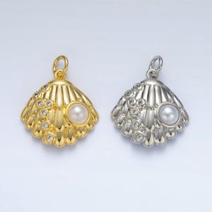 Perlen Muschel baumeln Charme kleine Perle Vintage Muschel Anhänger Schmuck machen in 14k Gold gefüllt für die Schmuckherstellung ag866