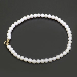 White Freshwater Pearl Necklace, Gold Filled Necklace, White Bridal Pearl Choker, Necklaces for Women, 8 mm Pearl Necklace 15 inch, WA-264