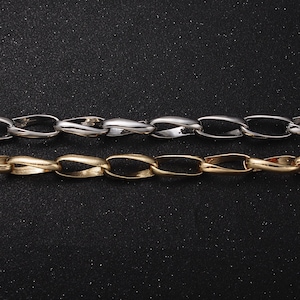 16K Gold Filled Geometric Twist Curved Paper Clip Unfinished Jewelry Making Yard Chain in Gold & Silver | Roll-1169 Roll-1170
