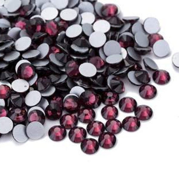 High Quality Crystal Dark Plum Purple Rhinestones loose flat back No Hot Fix bead Size ss 10/ ss 12/ ss14 / ss16 / ss20 / ss30 / ss34, 204