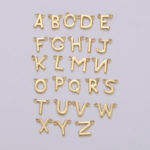 Gold Letter Charms, Personalized Charm, Initial Bracelet Connector, Mini Pendant Charms for Necklace Alphabet 9x11mm ALPH-10 , A-132