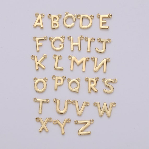 Gold Letter Charms, Personalized Charm, Initial Bracelet Connector, Mini  Pendant Charms for Necklace Alphabet 9x11mm ALPH-10 , A-132 