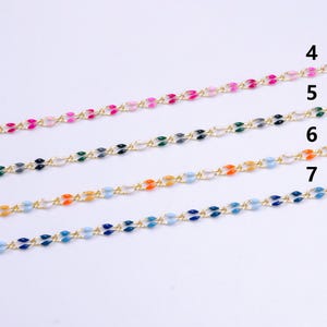 Dainty enamel chain rainbow seasonal chain permanent jewelry wholesale soft pastel enamel chain, red white blue enamel gold chain roll1422
