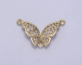 Teeny tiny butterfly charm connector cz gold filled charm for handmade lariat necklace component y-880