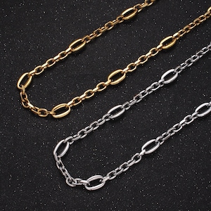 24K Gold Filled 9mm Designed Oval Link Gold / Silver Unfinished Wholesale Chain For Statement Jewelry Making | Roll-897, Roll-898