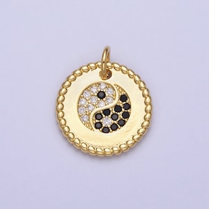 Mini Cubic Yin Yang Pendant Gold Plated CZ Buddha Charm Yoga Relationship Couple Y2K Jewelry AC379