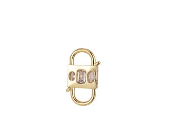 Tiny gold cz micro pave clasp lock, interlock cubic clasp fastener for bracelet necklace clear cz supply l-348