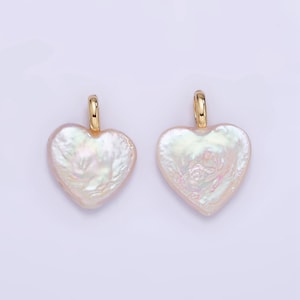 Dainty Heart Pearls Charm Gold White Baroque Freshwater Pearls For Necklace Bracelet Earring Wedding Jewelry Making Minimalist P1855