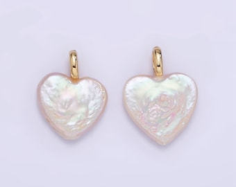Dainty Heart Pearls Charm Gold White Baroque Freshwater Pearls For Necklace Bracelet Earring Wedding Jewelry Making Minimalist P1855