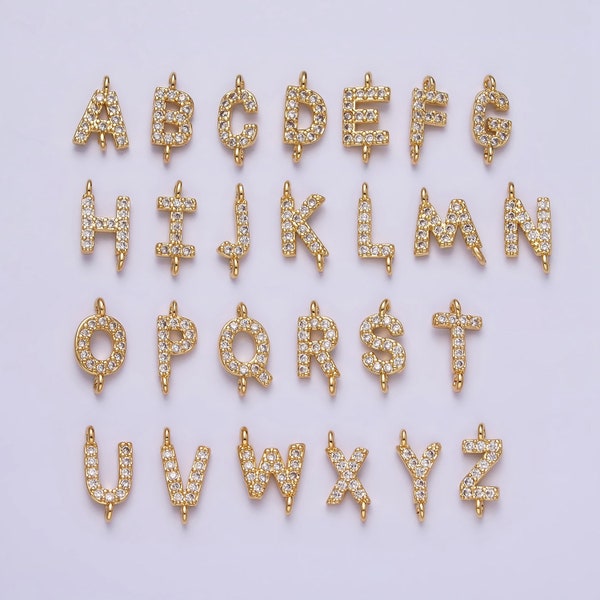 Mini CZ Seitlich Anfang Charme Stecker Gold Buchstabe Zierliche Namen Halskette Link Stecker für personalisierte Schmuck Versorgung Armband Halskette