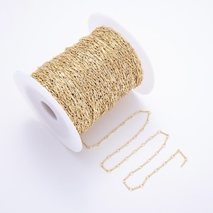 24K Gold Filled Bar Chain by Yard Wholesale Bar Cable Chain for Necklace Bracelet Charm DIY Jewelry Making Supply Roll-1527