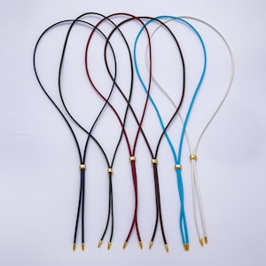 Elegant 2,5 mm läderhalsband med bolo-glid, justerbart 61 cm lariat | WA-04338 ~ WA-04343