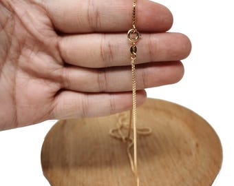 1pc 19.6'' x 1.2mm thickness ready to wear 18k gold rolo box chain necklace, layering dainty box chain for jewelry making charm, 743