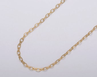 Dainty Gold 2mm Figure 8 Oval Cable Unfinished Dainty Chain, By The yard Wholesale Bulk Jewelry Chain for Making Supply Roll-1074