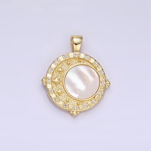 Gold Star Charm 24K Gold Filled Pearl Sun Pendant Dainty Celestial Jewelry Charm Bracelet Necklace for DIY Jewelry Making Supply AA1342