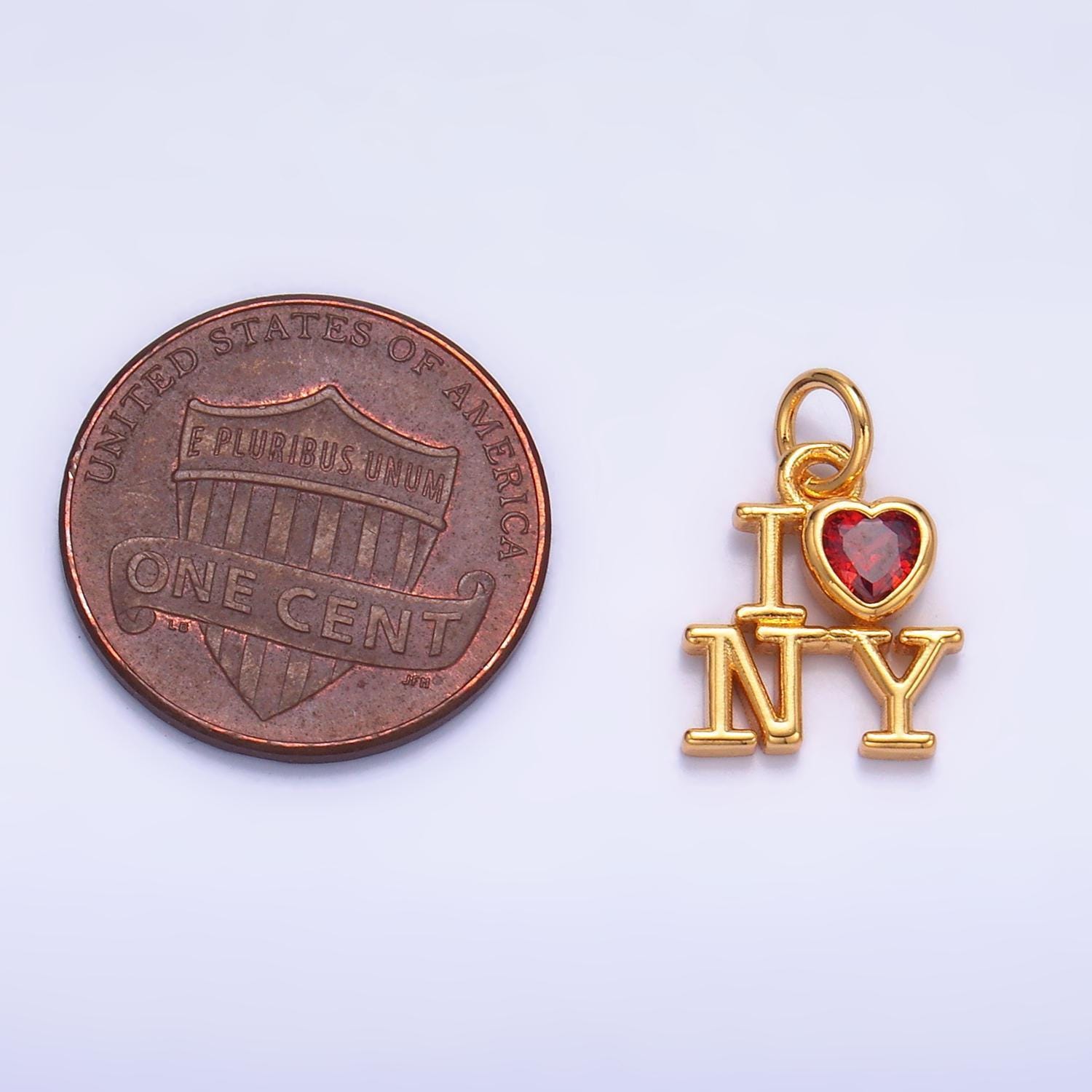 Mini Red Heart Cz Gold New York Charm I Love Ny Minimalist Jewelry
