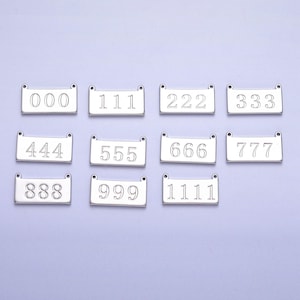 Silver angel number charm connector for bracelet necklace, lucky number spiritual number link connector | g616-621