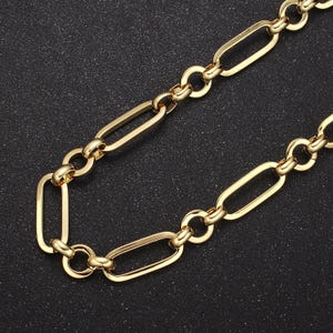 24k gold filled längliche einzigartige Büroklammer Kette Meterware, Rolo-Kabelglied dick 5-7 mm, Großrollenkette für die Schmuckherstellung, 641