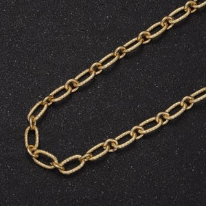 14k gold filled unfinished textured cable chain, cable link roll by yard | roll-707